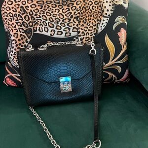 BCBG Black Snake-Embossed Chain Bag